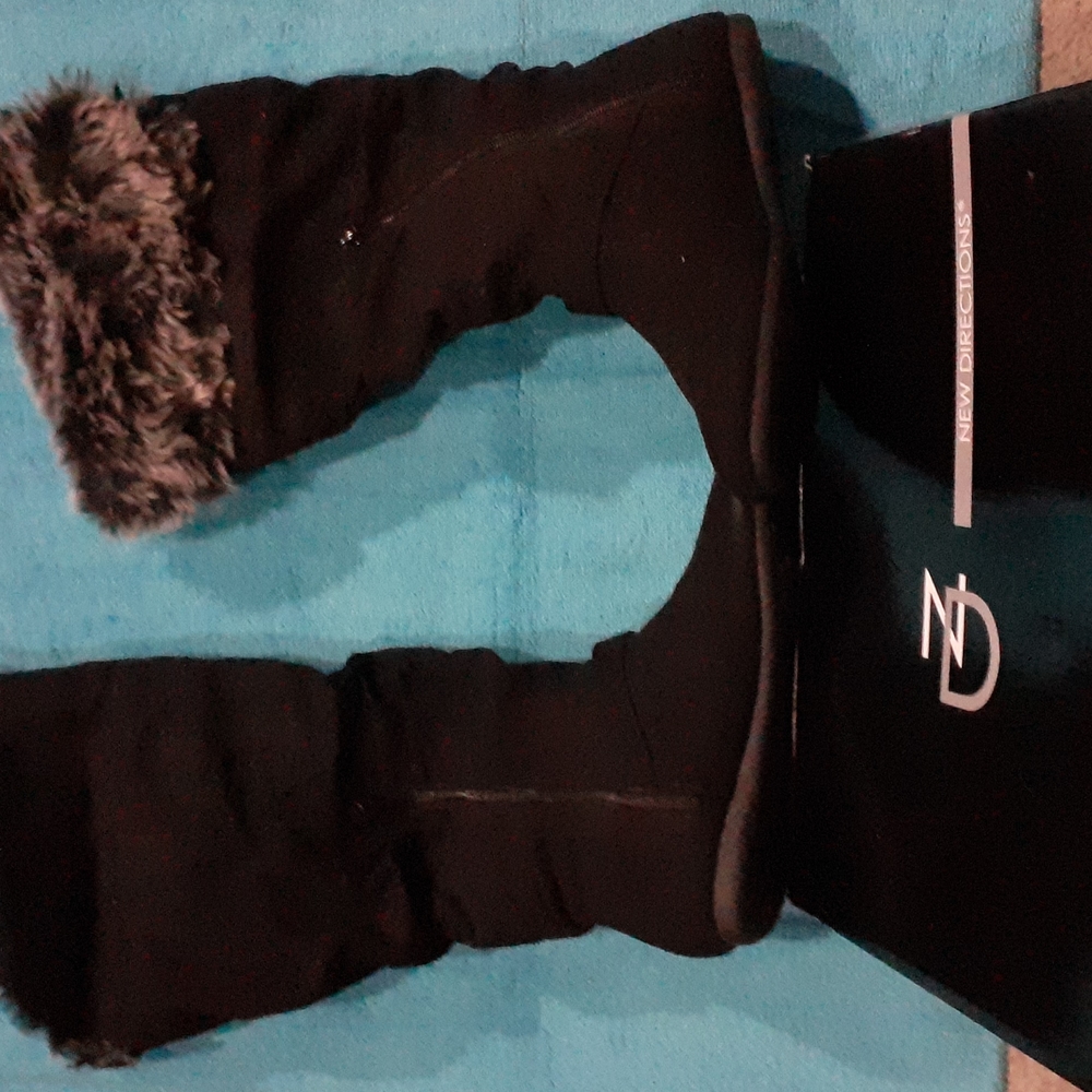 Women suede like fur trim fold down boots.